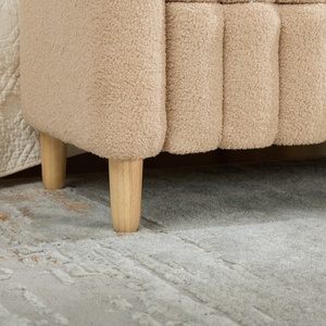 Banc d'appoint moderne rembourré pour le pied de <span class=keywords><strong>lit</strong></span>, avec rangement rabattable à cannelures ondulées et capitonnées, repose-pieds décoratif avec pieds en bois massif - Product Image 4