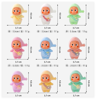 Kawaii 3D Beflockte Cartoon-Figuren Mädchen Jungen Niedliche Menschliche Gesichter Schöne Puppen Kreative Kinder-Geschenke Überraschungs-Blindbag