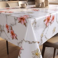 Nappe Imprimée en PVC Imperméable Dorée, Facile à Nettoyer, en Vinyle Transparent, Housse de Table pour la Maison, la Cuisine et les Restaurants