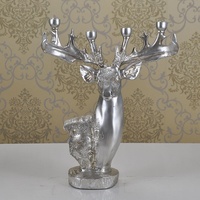Support de bougie en résine fait main, peint à la main, tête de cerf vintage, pour chambre, bureau, décoration intérieure