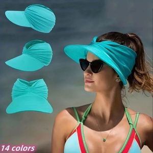 Beach <b>Women</b> Children Large Brim Polyester Sun Hat Open Top Ponytail Hole Breathable Embroidered Outdoor Sports <b>Cap</b> for Hiking - Product Image 4