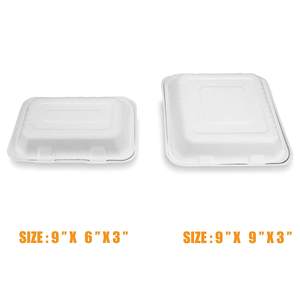 Disposable Compostable Biodegradable Bagasse Sugarcane Take Away Clamshell <strong>PET</strong> Bamboo Food Lids Parties Weddings Dinners - Product Image 5