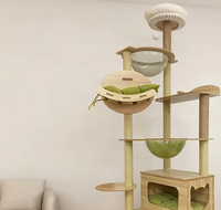 Arbre à chat intégré avec griffoir, grande structure en bois pour chat, maison, poteau à griffer, étagère capsule spatiale, gain de place