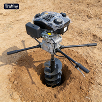 Tarière thermique double moteur quatre temps 196 cm³ à couple élevé 9,3 Nm, haute productivité pour le forage de trous de poteaux et d'arbres en applications lourdes