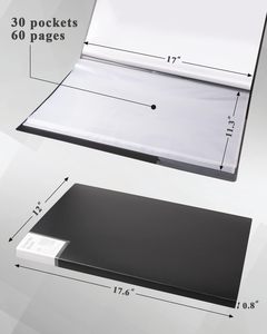 Portafolio de Arte con Fundas de Plástico, Carpeta de Presentación con Protectores de Hojas, 11"x17", 30 Bolsillos, Capacidad para 60 Páginas - Product Image 6