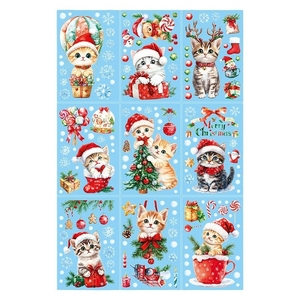 Christmas Cat <b>Window</b> Clings Set Cute Animal Static Stickers for Fridge Glass No Residue Holiday Decoration Winter Party Decor - Product Image 5