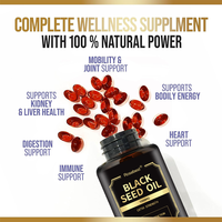 Rosebest, fabricant chinois, vente en gros, capsules de supplément d'huile de cumin noir naturel premium halal végétalien 1000mg, sur mesure