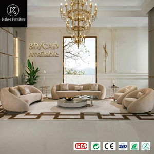 Set di Divani Curvi Eleganti in Stile Italiano di Alta Gamma, Divano Componibile in Velluto per Ville di Lusso e Progetti Alberghieri, Soluzione Completa per Arredamento - Product Image 1