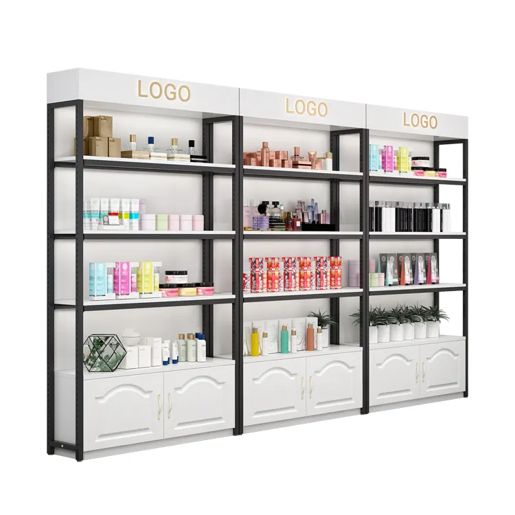 Armario de cosméticos con caja de luces, vitrina de exhibición de productos de salón de belleza