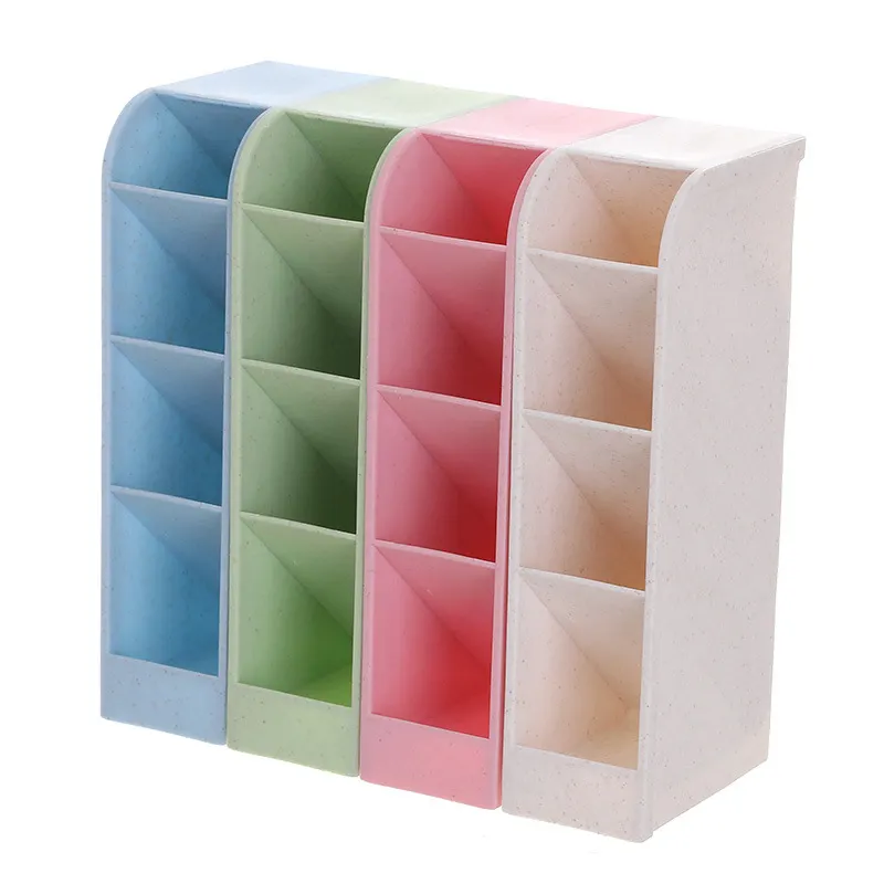 Multifunctional Multi-layer Plastic Four-grid Desktop Storage Box With Personalize Solid Color