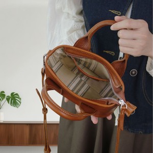Genuine Leather Mini Handbag Horizontal Square Crossbody <b>Bag</b> With Zipper Closure Brown Cowhide Women's Everyday Tote <b>Bag</b> - Product Image 4