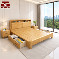 Cadre de lit électrique pliable en bois massif moderne avec étagères et tête de lit, tailles King et Queen, mobilier de chambre OEM ODM