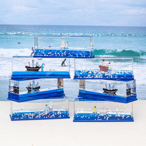 Monde sous-marin ornement de bureau Transparent acrylique voile Rafting bouteille avec goutte d'huile vacances anniversaire cadeau intérieur Kits - Product Image 1