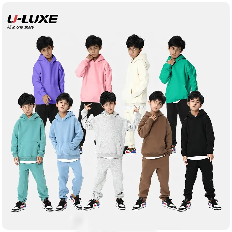 solid color children's hoodie suit kids sports sets hoodie and pants for boys and girls children winter clothes