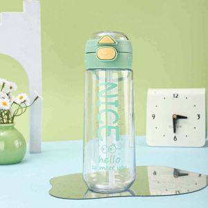 Cute Kids <b>Plastic</b> <b>Straw</b> Water Bottle With Push Button Lid Bpa Free For Travel Hiking - Product Image 4
