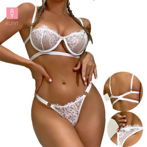 RUIYI <span class=keywords><strong>2</strong></span> pezzi biancheria intima donna Bralette pizzo due pezzi Set Lingerie Sexy donna donna biancheria intima Sexy reggiseno e mutandine nuovo Design - Product Image 1
