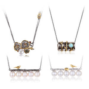 Biru <span class=keywords><strong>Topaz</strong></span> 14 K Emas Disepuh Pohon Merek Desain 925 Sterling Silver Liontin - Product Image 4