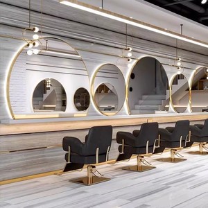 Silla de Salón Contemporánea con Altura Ajustable y Espejo LED de Pared para Uso Comercial en Peluquerías - Product Image 6