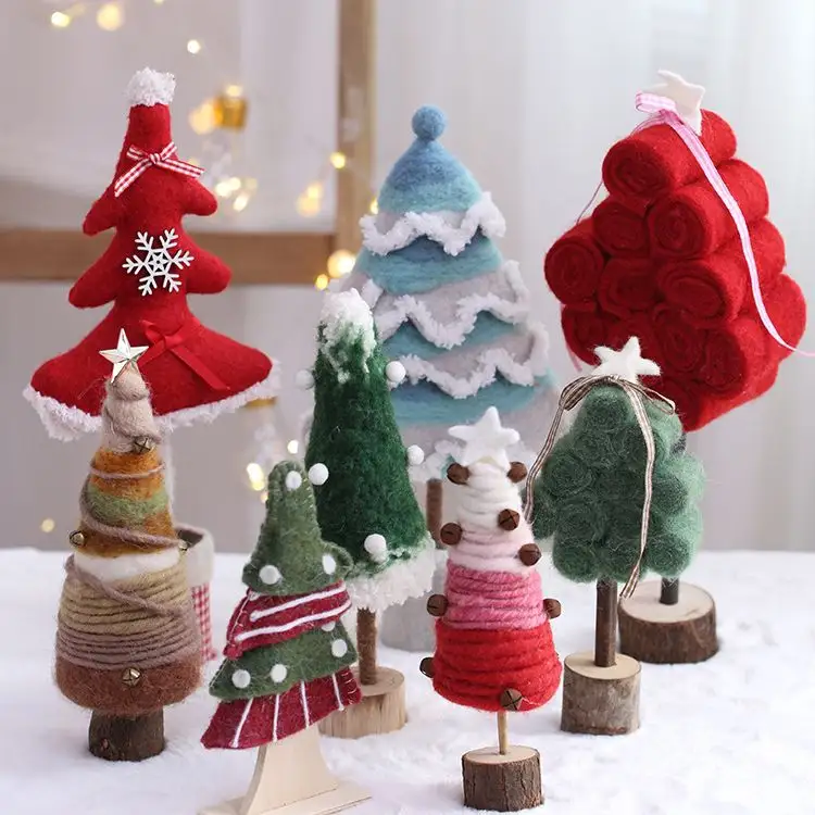 Hadiah ornamen natal baru Merah Mini wol dekorasi pohon Natal perlengkapan liburan hadiah Aksesori produk ide baru 2024