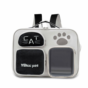 <b>Pet</b> Cat Backpack <b>Carrier</b> Oxford Material Breathable Zipper Closure for Cats Gray and Orange Color - Product Image 5