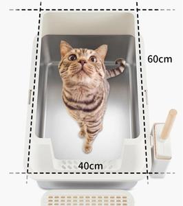 Bac à litière pour chat en acier inoxydable populaire chaud Bac à litière amovible en acier inoxydable antiadhésif de grande capacité - Product Image 2