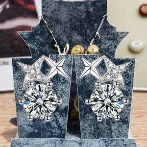 GRA Certified 60 Point Round Cut <b>Moissanite</b> Stud <b>Earrings</b> 925 Sterling Silver Rhodium Platinum Plated Fashion Jewelry for women - Product Image 3