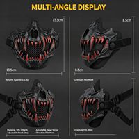 Masque facial Cyberpunk Skull Fang pour moto - Protection en maille en plastique ABS respirant avec sangles réglables pour les motards de rue