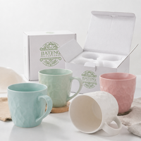 Ensemble de tasses en céramique, couleur pastel, pour couple, tasse à café ou à thé, intérieur blanc, poignée cylindrique, style moderne, café, logo personnalisé, OEM