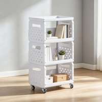 Chariot de rangement roulant multifonctionnel et empilable pour cuisine et salle de bain, robuste, avec design détachable