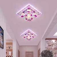 Lustre moderne en cristal coloré à LED pour couloir, lampe suspendue