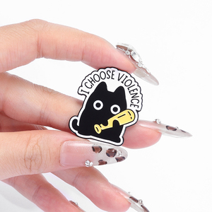 Elijo la violencia gato esmalte pines personalizados mi gato y hablo mierda de TI broche solapa insignia dibujos animados Animal joyería amigo regalo - Product Image 1