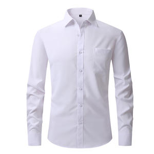 Chemise habillée décontractée extensible à manches longues pour homme, professionnelle, formelle, pour le bureau, en flanelle élastique quadridirectionnelle, pour l'automne - Product Image 1