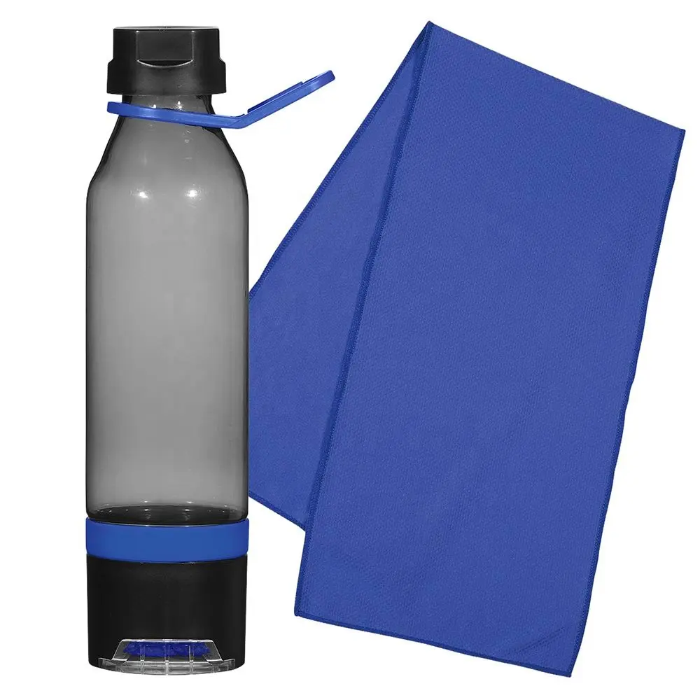 Botella de agua deportiva, toalla de refrigeración, ecológica, con soporte para teléfono, tapa abatible superior, 16 Oz, para gimnasio y Fitness al aire libre