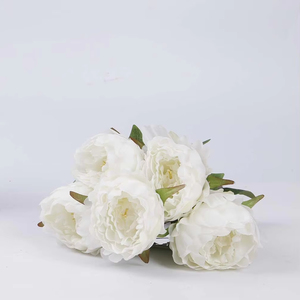2025 Hot Bán Trắng Nhân Tạo 5 Người Đứng Đầu Hoa Mẫu Đơn Bó Hoa Cho Đám Cưới Trang Trí Nội Thất - Product Image 1