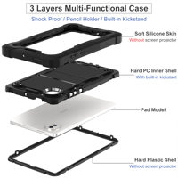 Étui de protection robuste en silicone pour tablette PC professionnel, avec béquille, pour personnel d'entrepôt, compatible Honor Pad X7 4G