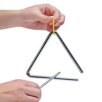 Stainless Steel Triangle Percussion Instrument 6 Inch for Professional Music Kids