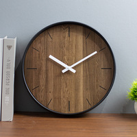 Jam Dinding Walnut 12 Inci Jam Kayu Kustom dengan Mesin Quartz