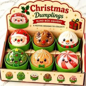 Juguete Antiestrés con Forma de Dumpling Navideño, Juguete Sensorial para Apretar, Set de Regalo en Caja - Product Image 1