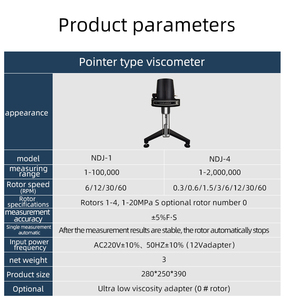 Viscosimètre rotatif, testeur de viscosité, fluymètre, viscosimètre liquide Newton (NDJ-1) - Product Image 6