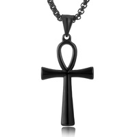 Collier de couple punk, chaîne de pull, collier croix Ankh tricolore populaire, cadeaux pour femmes