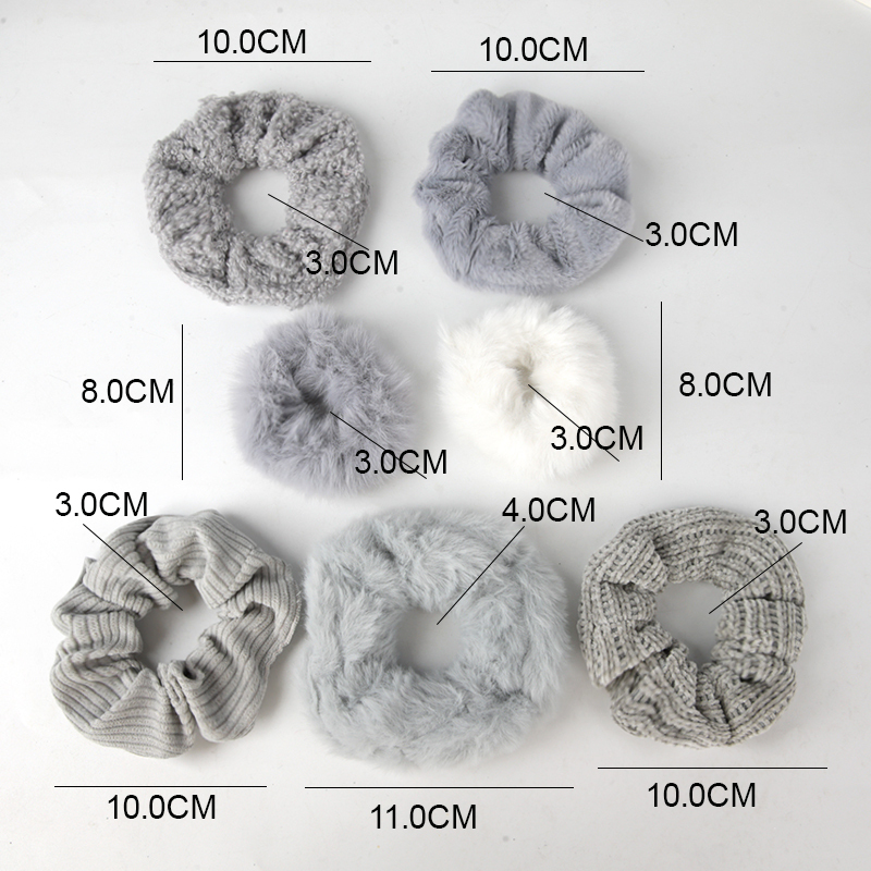 Stylish Elastic Pink Fuzzy Scrunchies Set