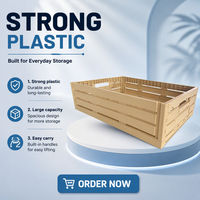 Caisse de rangement pliable en plastique écologique réutilisable, aspect bois, ventilée, empilable et recyclable