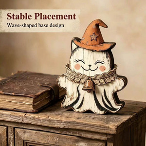 Décoration d'Halloween vintage en <span class=keywords><strong>bois</strong></span> à poser sur étagère, à double niveau de profondeur, style ferme, ornement de table d'Halloween, cadeau - Product Image 6