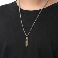 Collier Viking en Acier Inoxydable 316L, Pendentif Barre Runes Nordiques, Bijoux Unisexe, Vente en Gros, Double Couleur