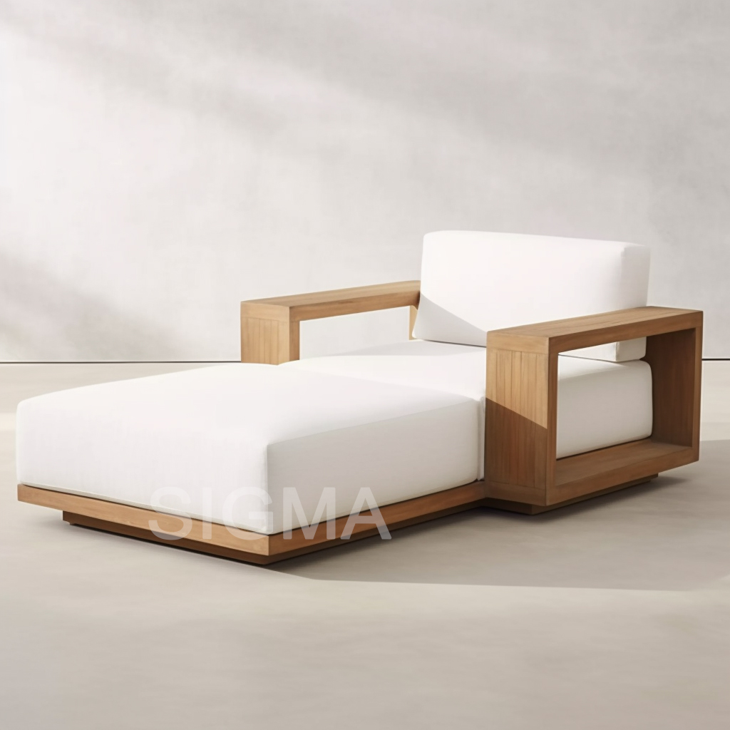Wholesale Hot Selling Modern Luxury Outdoor Patio Garden Pool Sets Wooden Teak Daybed Chaise