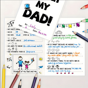 Alles über meinen Vater: Ausfüllbares Buch, Vatertags-DIY-Erinnerungstagebuch, gefaltete Grußkarte, Aktivitätsgeschenk für Kinder zum Vatertag - Product Image 4
