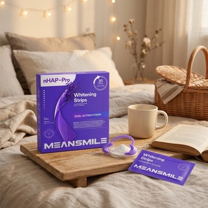 <span class=keywords><strong>Bandes</strong></span> <span class=keywords><strong>blanchissantes</strong></span> sans peroxyde pour <span class=keywords><strong>dents</strong></span> sensibles – Efface les taches de café, thé et tabac – Marque privée OEM – Blanchiment personnalisé - Product Image 1