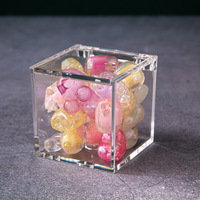 Boîte à bonbons carrée en plastique transparent avec couvercle, emballage pour bijoux, boîte de rangement, cadeaux, boîte à clapet en plastique – Vente en gros