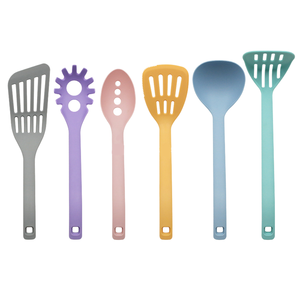 Colorful <b>Silicone</b> Kitchen Utensils Set of 6 Pieces Dishwasher Safe Spatulas and Spoon <b>Tools</b> Hand Wash Only - Product Image 1