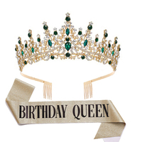 Vente en gros Diadèmes de mariée avec peigne en alliage de luxe, couronnes de reine d'anniversaire en cristal, diadème coloré et bling-bling